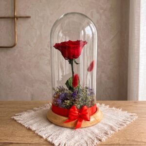 Rosa Eterna en Cúpula de Cristal con Jardín Silvestre